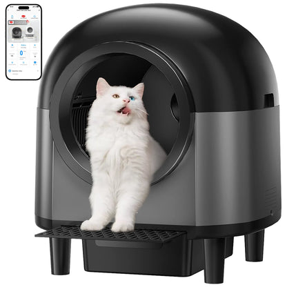 Self Cleaning Automatic Cat Litter Box with Stairs, Safety Protection and APP-Control