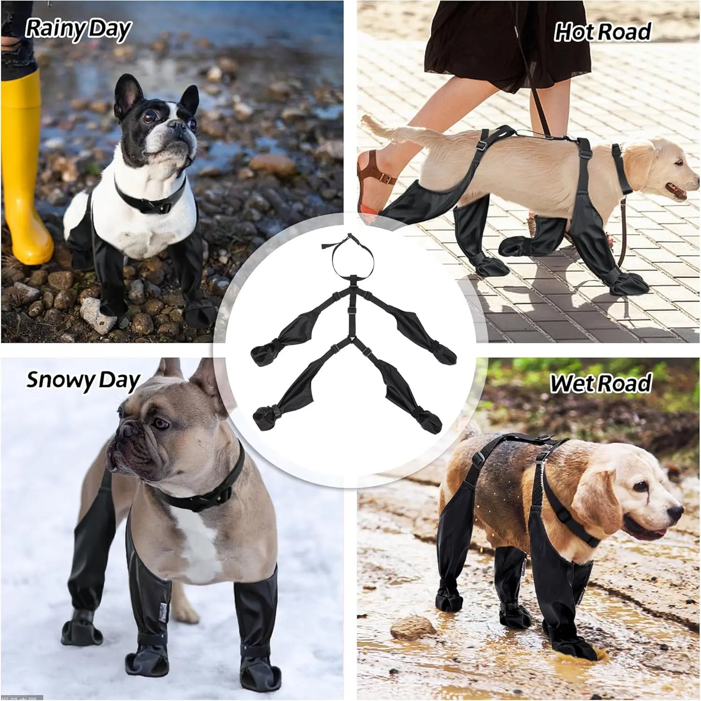 Outdoor Suspender Waterproof Boot Leggings for Small, Medium, Large Dogs