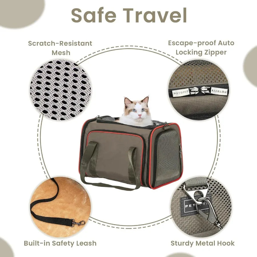 2-Side Expandable Cushioned Pet Carrier - Fits Two Cats or One Dog