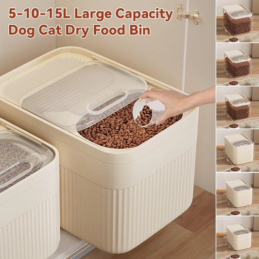 Large Capacity Cat Dog Food Storage Container Airtight Dry Bucket 18KG Dog Food Box For Cat Small Animals Pet Supplies