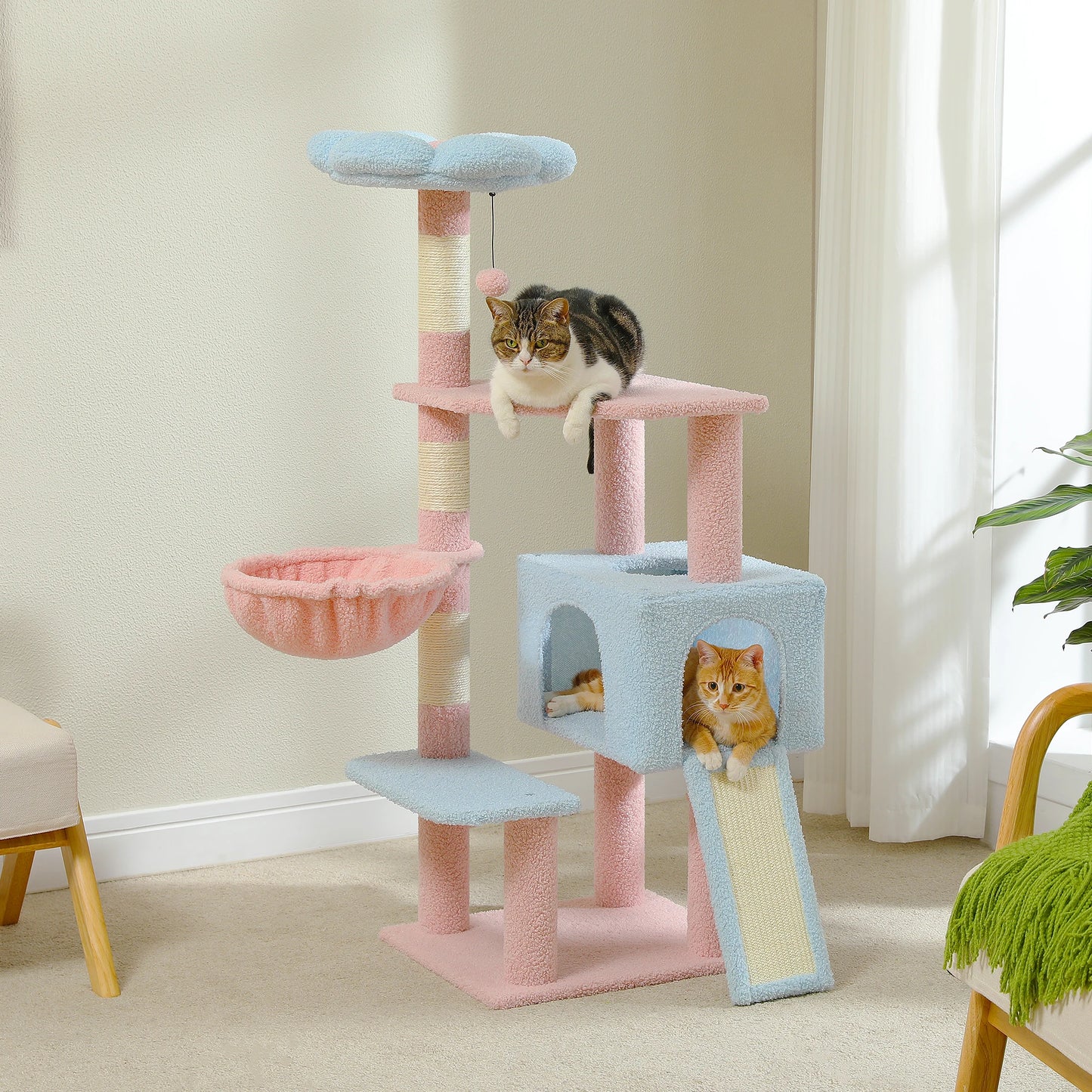 Flower Multi-Level Cat Tower/Tree with Scratching Posts and Top Perch