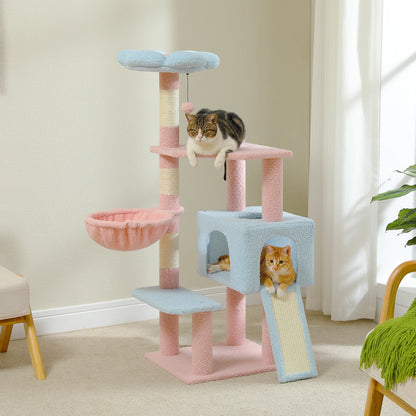 Flower Multi-Level Cat Tower/Tree with Scratching Posts and Top Perch