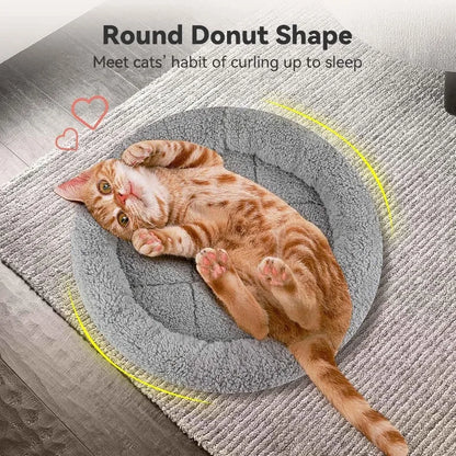 Small Round Cat Bed Mat with Surrounding Pillow