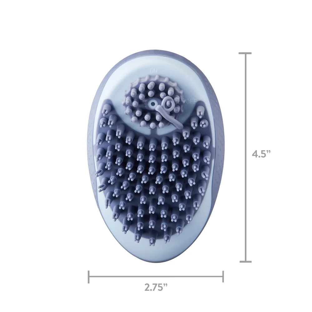 Ergonomic Dog/Cat Grooming Brush with Shampoo Dispenser and Soft Silicone Bristles for Bathing and Massaging