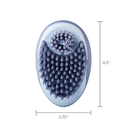 Ergonomic Dog/Cat Grooming Brush with Shampoo Dispenser and Soft Silicone Bristles for Bathing and Massaging