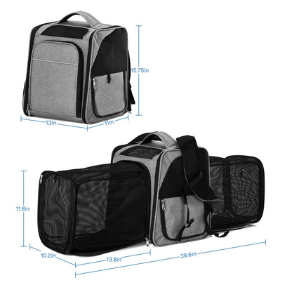 Breathable, Expandable  and Foldable Pet Carrier/Backpack Foldable Pet Carrier
