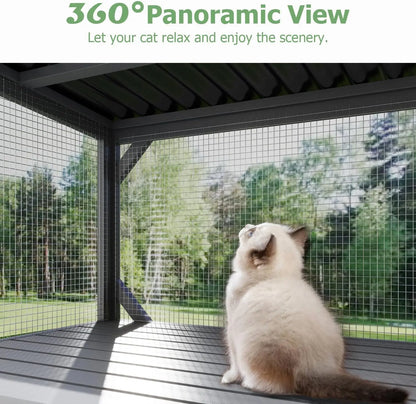 Catio Outdoor Cat Enclosure - Window Perch & Hammock for Sunbathing, Napping, Overlooking