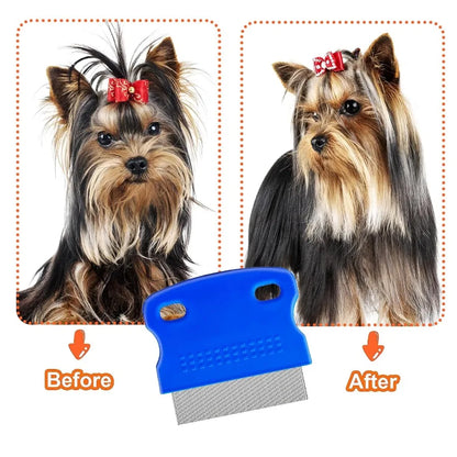 5 Pack Stainless Steel Flea/Lice Combs with Rounded Teeth for Pet Grooming