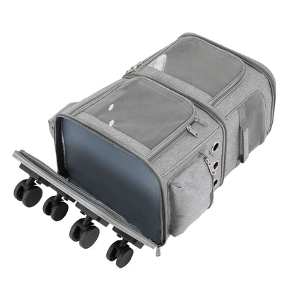 Double-Compartment Pet Carrier with Wheels