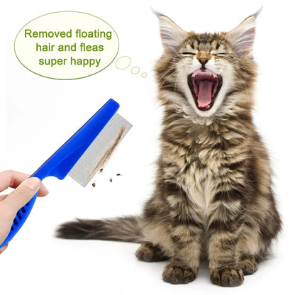 5 Pack Stainless Steel Flea/Lice Combs with Rounded Teeth for Pet Grooming