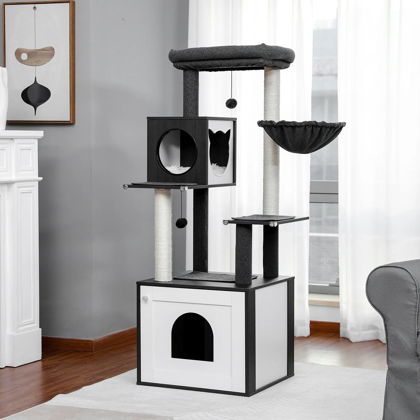 Multi-Level Cat Tree with Scratching Posts and Hammocks