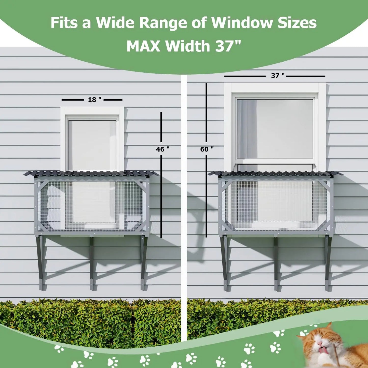 Catio Outdoor Cat Enclosure - Window Perch & Hammock for Sunbathing, Napping, Overlooking