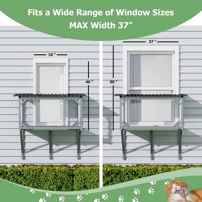 Catio Outdoor Cat Enclosure - Window Perch & Hammock for Sunbathing, Napping, Overlooking