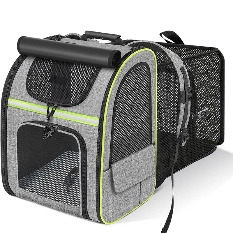 Expandable Pet Backpack with Breathable Mesh Shade Cover
