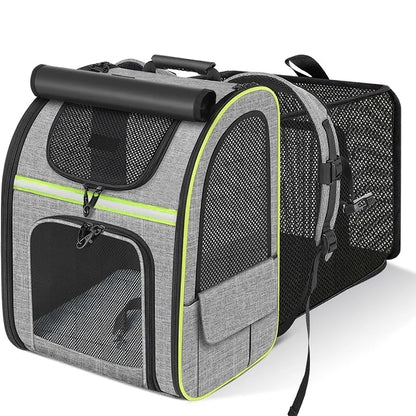 Expandable Pet Backpack with Breathable Mesh Shade Cover