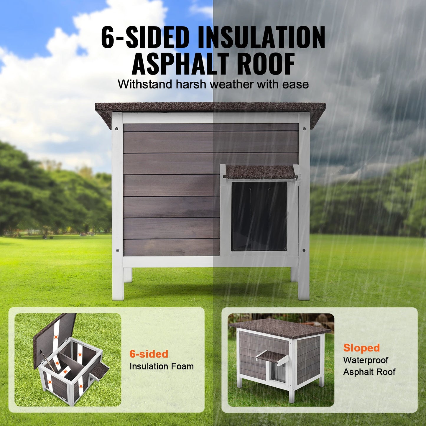 Outdoor Weather proof Cat House Weatherproof with All-Round Foam Insulation