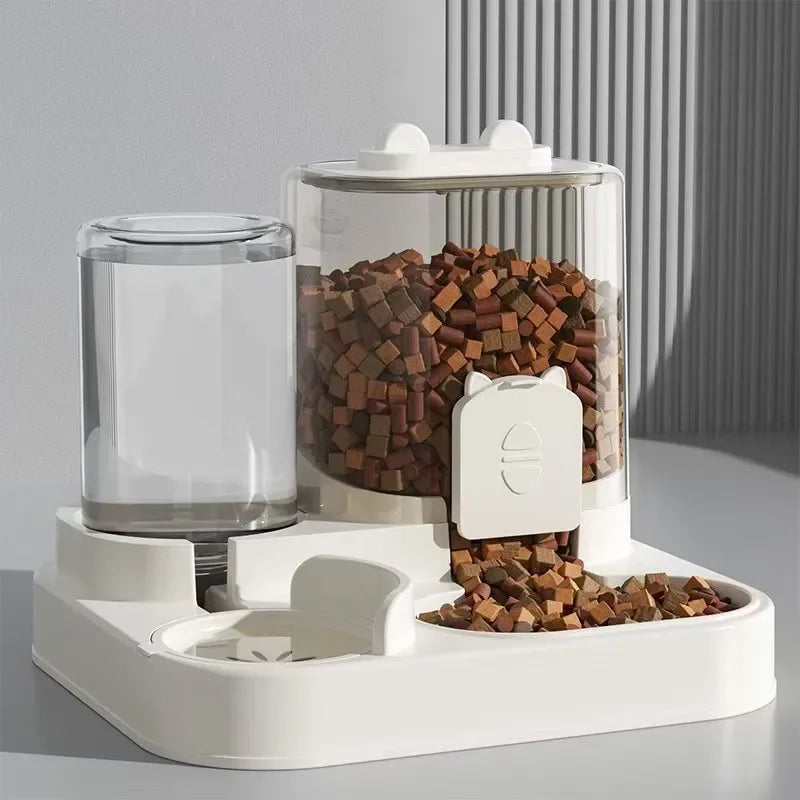 Automatic Pet Feeder Bowl With Water Fountain and Large Capacity Food Storage Dispenser