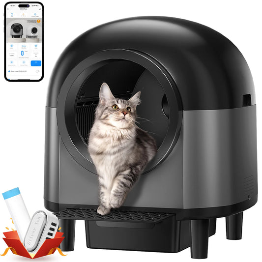 Self Cleaning Automatic Cat Litter Box with Stairs, Safety Protection and APP-Control
