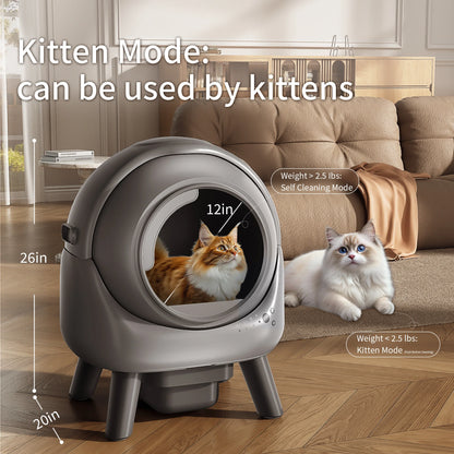 Automatic, Self-Cleaning Litter Box for Multiple Cats with App Control and Odor-Free Waste Disposal