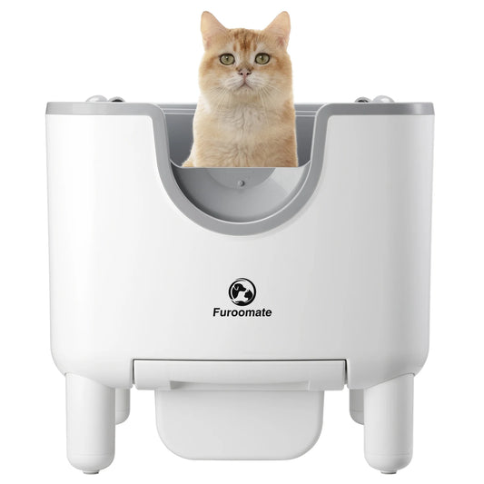 Open-Top Automatic Self-Cleaning Cat Litter Box with Odor Control, Safety Features, and Easy Maintenance