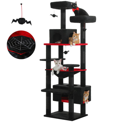 Large Indoor Cat Tree and Tower With Scratching Posts, Spacious Hammock and Padded Perches