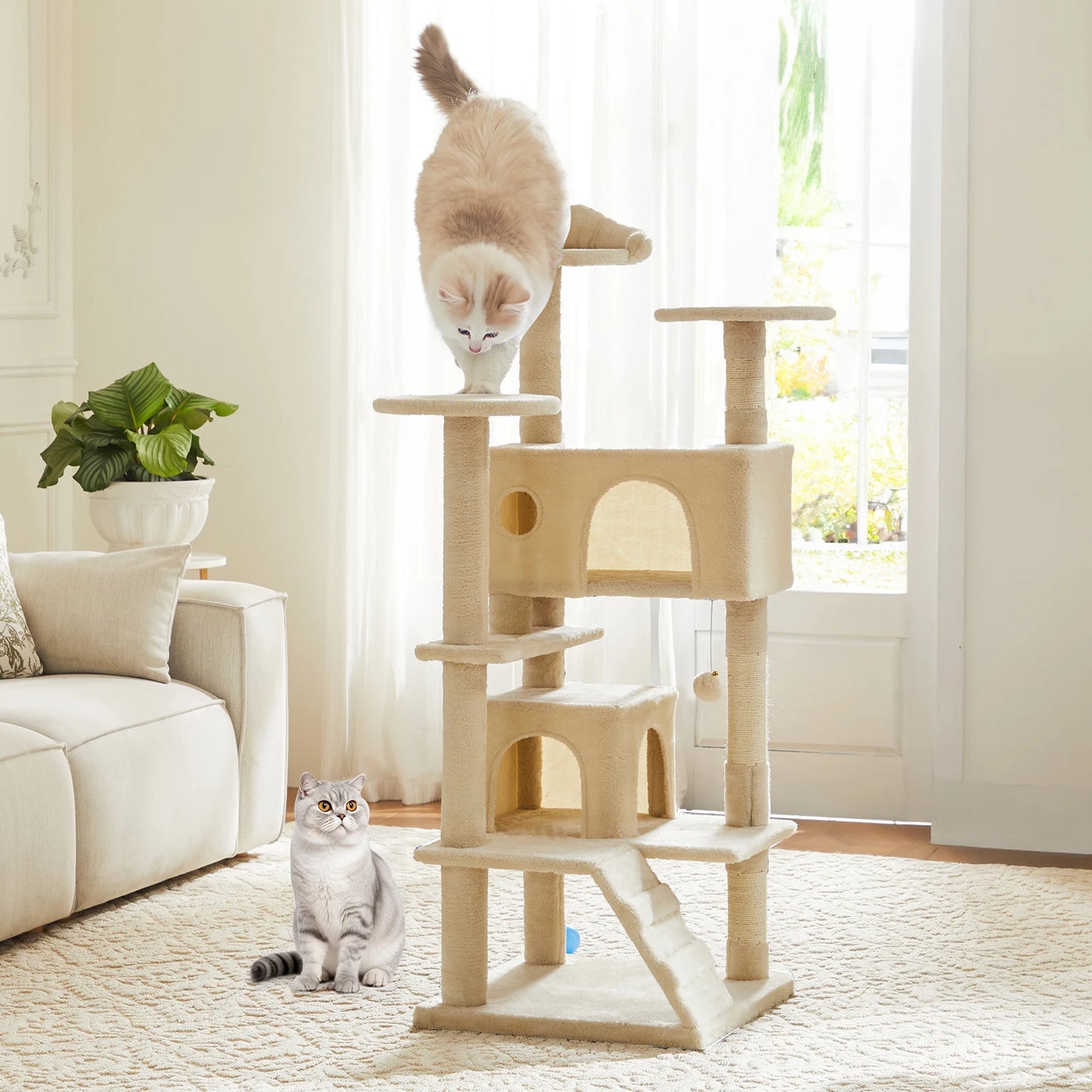 Indoor 54-inch Multi-Level Cat Tree/Tower with Scratching Post