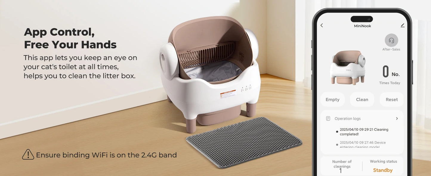 Self Cleaning, Automatic Cat Litter Box with APP Control, Odor-Free  Large Waste Bin, Open-Top for Multi Cats