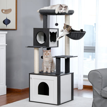 Multi-Level Cat Tree with Scratching Posts and Hammocks