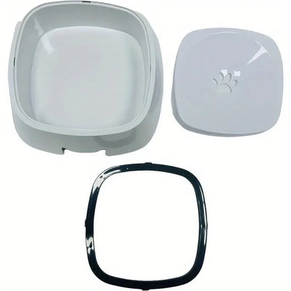 Spill-Proof Clear Pet Water Bowl with Non-Slip Base & Floating Filter