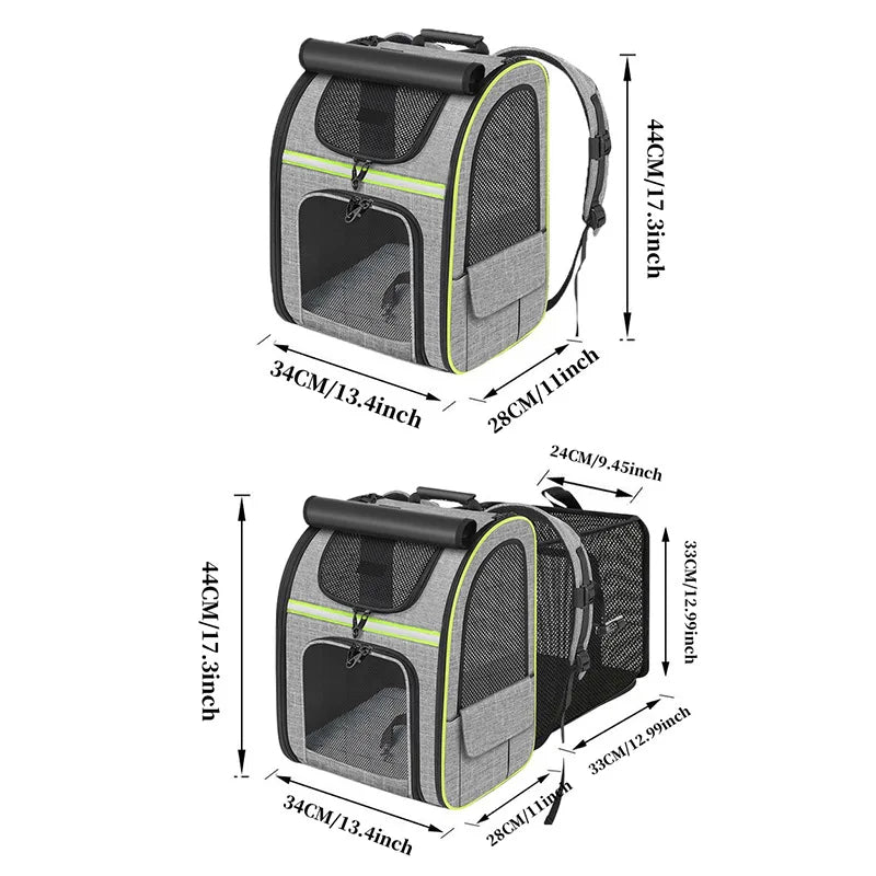 Expandable Pet Backpack with Breathable Mesh Shade Cover