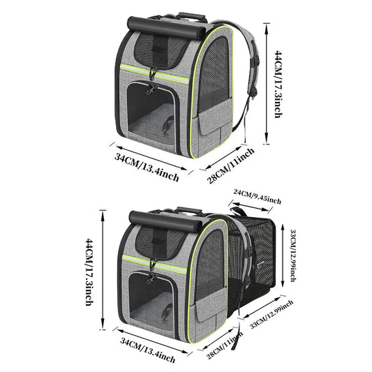 Expandable Pet Backpack with Breathable Mesh Shade Cover
