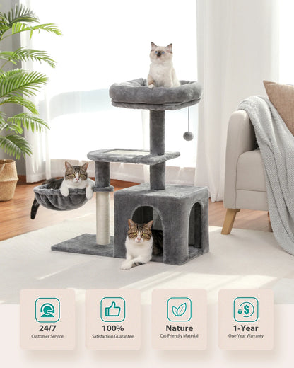 Cat tree with Scratching Posts, Big Hammock and Removable Top Perch