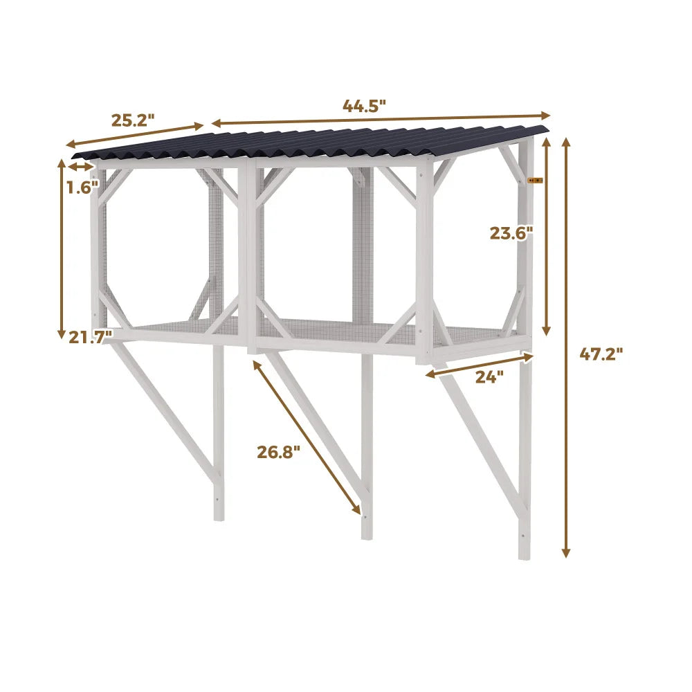 Wooden Catio Window Perch with Hammock - for Sunbathing, Napping & Overlooking