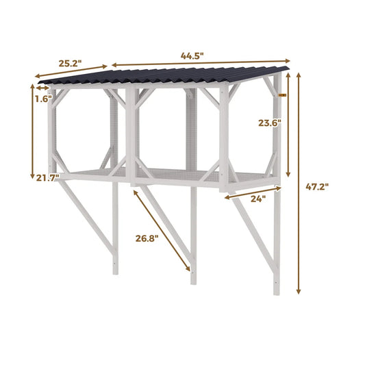 Wooden Catio Window Perch with Hammock - for Sunbathing, Napping & Overlooking