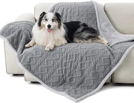 Waterproof Dog Blankets for Large Dogs - Pet Blanket for Couch Protector Washable, Premium Jacquard Coral Fleece Cat Throw Blan
