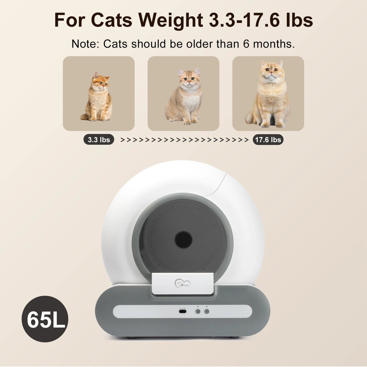 Self-Cleaning Cat Litter Box App Control With Litter Mat and Trash Bags - ONLY Supports 2.4G WiFi  Fit for Tofu & Mixed Litter