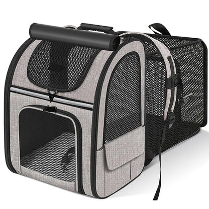 Expandable Pet Backpack with Breathable Mesh Shade Cover