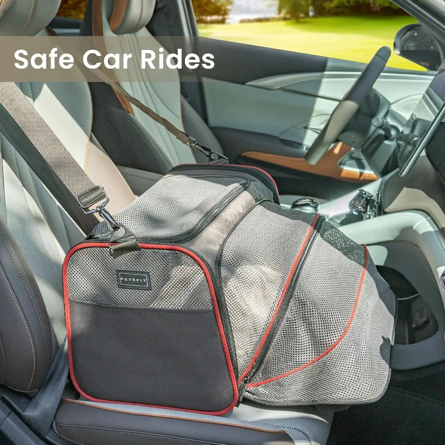 2-Side Expandable Cushioned Pet Carrier - Fits Two Cats or One Dog