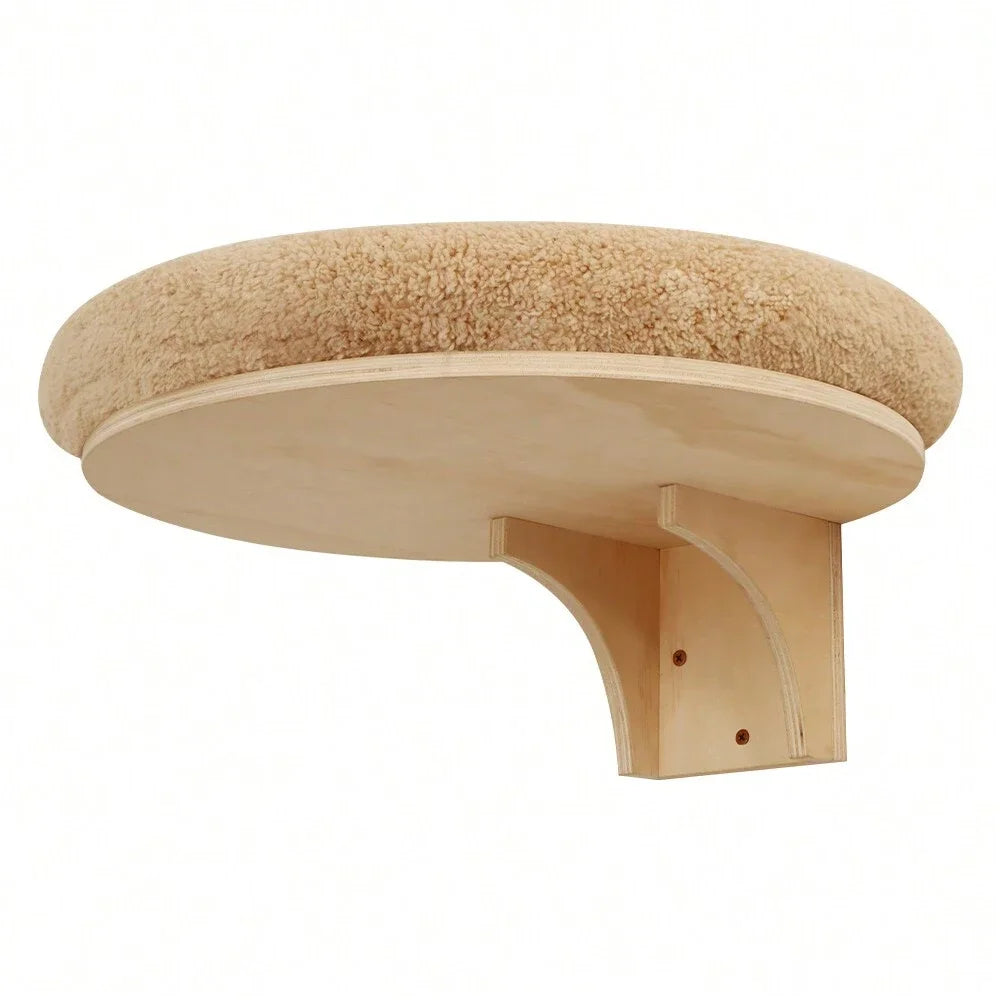 Cat Wall Mounted Solid Wooden Furniture with Climbing Ladder, Perch, Hammock and Scratching Post