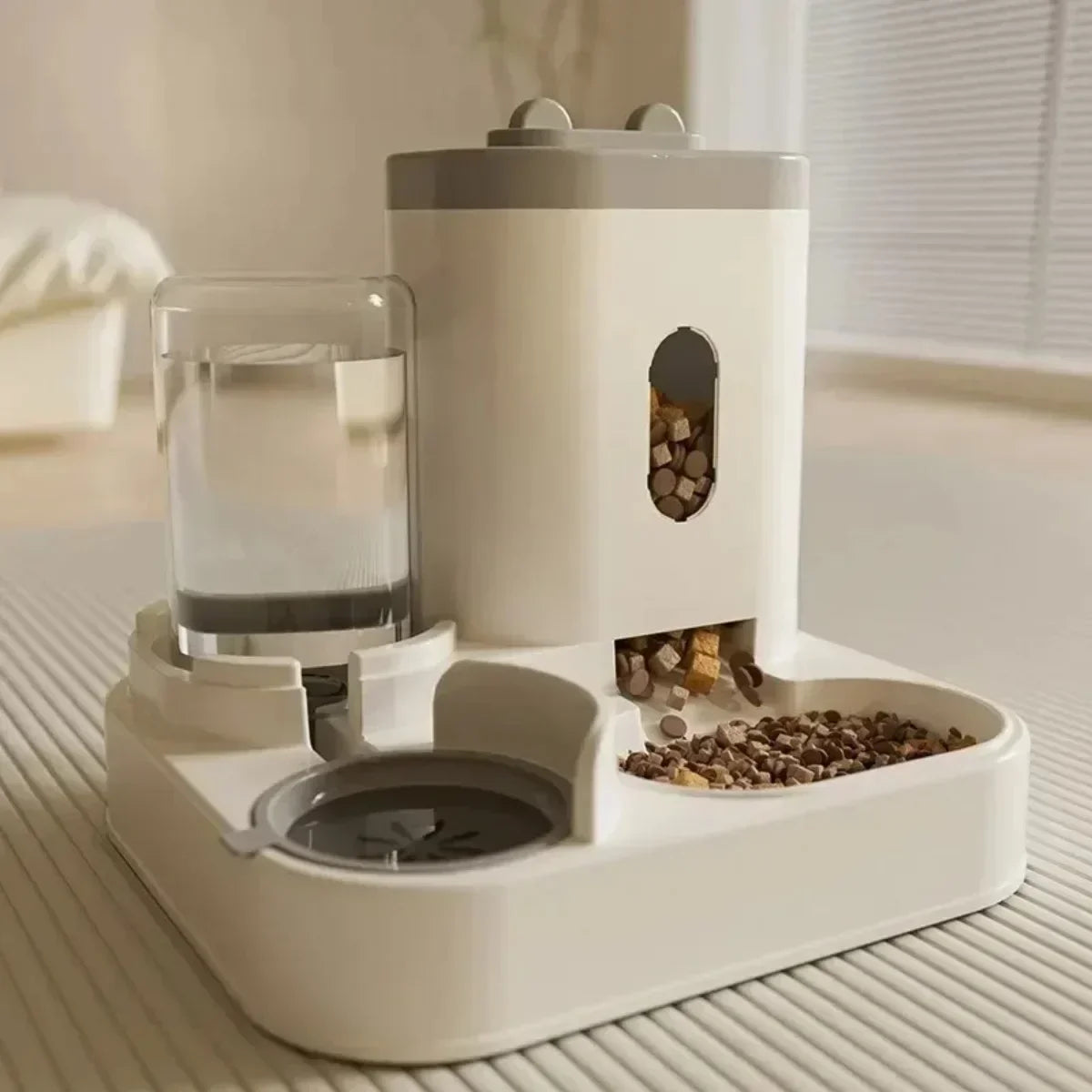 Automatic Pet Feeder Bowl With Water Fountain and Large Capacity Food Storage Dispenser
