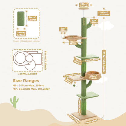 Adjustable Floor-to-Ceiling, Multi-Level Cactus Cat Tree