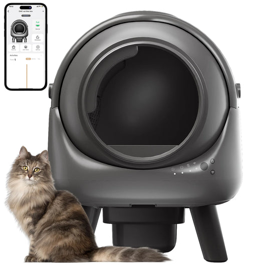 Automatic, Self-Cleaning Litter Box for Multiple Cats with App Control and Odor-Free Waste Disposal