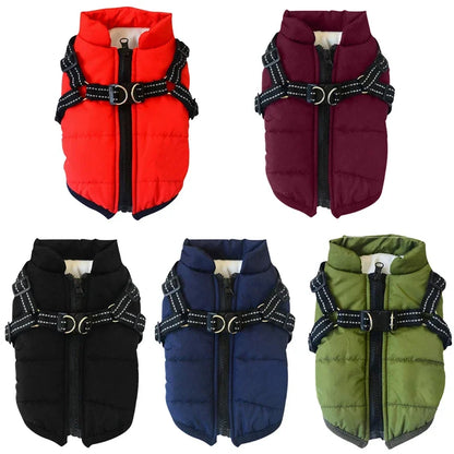 Warm Waterproof Winter Coat/Jacket/Vest With Harness For Small, Medium, Large Dogs
