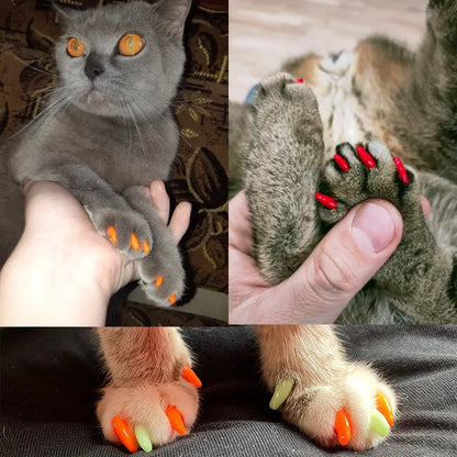 New Fashion Colorful Cat Soft Claw Caps (40 PCS/lot with Free Adhesive Glue) -  Size XS-L