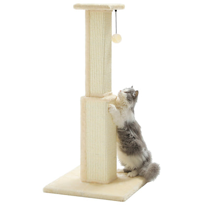 Large Scratching Post for Indoor Cats with Woven Sisal Dangling Ball